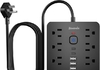 带过载保护的电源插座，8 个插座（1250W/10A），6 个 USB 充电端口（2 个 USB-C），6 英尺扁平插头延长线，通过 ETL 认证，适用于办公室、宿舍等场所。